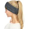 imageCC Soft Stretch Winter Warm Cable Knit Fuzzy Lined Ear Warmer HeadbandDark Melange Gray Metallic