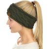 imageCC Soft Stretch Winter Warm Cable Knit Fuzzy Lined Ear Warmer HeadbandDark Olive