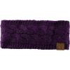 imageCC Soft Stretch Winter Warm Cable Knit Fuzzy Lined Ear Warmer HeadbandDark Purple