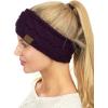 imageCC Soft Stretch Winter Warm Cable Knit Fuzzy Lined Ear Warmer HeadbandDark Purple