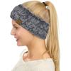imageCC Soft Stretch Winter Warm Cable Knit Fuzzy Lined Ear Warmer HeadbandGrayLt Gray Mix