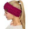 imageCC Soft Stretch Winter Warm Cable Knit Fuzzy Lined Ear Warmer HeadbandHot Pink