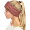 imageCC Soft Stretch Winter Warm Cable Knit Fuzzy Lined Ear Warmer HeadbandMauve