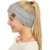 imageCC Soft Stretch Winter Warm Cable Knit Fuzzy Lined Ear Warmer HeadbandMetallic Silver