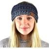 imageCC Soft Stretch Winter Warm Cable Knit Fuzzy Lined Ear Warmer HeadbandOmbre Navy