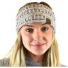 imageCC Soft Stretch Winter Warm Cable Knit Fuzzy Lined Ear Warmer HeadbandOmbre Oatmeal