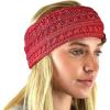 imageCC Soft Stretch Winter Warm Cable Knit Fuzzy Lined Ear Warmer HeadbandOmbre Red