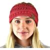 imageCC Soft Stretch Winter Warm Cable Knit Fuzzy Lined Ear Warmer HeadbandOmbre Red
