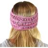 imageCC Soft Stretch Winter Warm Cable Knit Fuzzy Lined Ear Warmer HeadbandOmbre Rose
