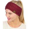 imageCC Soft Stretch Winter Warm Cable Knit Fuzzy Lined Ear Warmer HeadbandSequin Burgundy