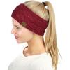 imageCC Soft Stretch Winter Warm Cable Knit Fuzzy Lined Ear Warmer HeadbandSequin Burgundy