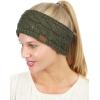 imageCC Soft Stretch Winter Warm Cable Knit Fuzzy Lined Ear Warmer HeadbandSequin Dark Olive