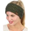 imageCC Soft Stretch Winter Warm Cable Knit Fuzzy Lined Ear Warmer HeadbandSequin Dark Olive