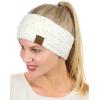 imageCC Soft Stretch Winter Warm Cable Knit Fuzzy Lined Ear Warmer HeadbandSequin IvorySilver