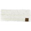 imageCC Soft Stretch Winter Warm Cable Knit Fuzzy Lined Ear Warmer HeadbandSequin IvorySilver