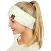 imageCC Soft Stretch Winter Warm Cable Knit Fuzzy Lined Ear Warmer HeadbandSequin IvorySilver