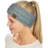 imageCC Soft Stretch Winter Warm Cable Knit Fuzzy Lined Ear Warmer HeadbandSequin Natural Gray