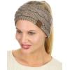imageCC Soft Stretch Winter Warm Cable Knit Fuzzy Lined Ear Warmer HeadbandSequin Taupe