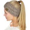 imageCC Soft Stretch Winter Warm Cable Knit Fuzzy Lined Ear Warmer HeadbandSequin Taupe