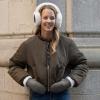 imageCC Soft Winter Warm Adjustable Headband Ear Warmer Earmuffs BlackSuede BlackIvory
