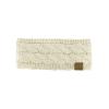 imageCC Sparkly Sequin Winter Warm Cable Knit Fuzzy Lined Ear Warmer Headband Beige