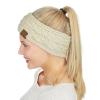 imageCC Sparkly Sequin Winter Warm Cable Knit Fuzzy Lined Ear Warmer Headband Beige
