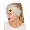 imageCC Sparkly Sequin Winter Warm Cable Knit Fuzzy Lined Ear Warmer Headband Beige