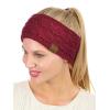 imageCC Sparkly Sequin Winter Warm Cable Knit Fuzzy Lined Ear Warmer Headband Burgundy