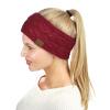 imageCC Sparkly Sequin Winter Warm Cable Knit Fuzzy Lined Ear Warmer Headband Burgundy