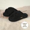 imageCC Suede Faux Fur Lined House IndoorOutdoor Slippers SlipOn for WomenBow Black