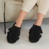 imageCC Suede Faux Fur Lined House IndoorOutdoor Slippers SlipOn for WomenBow Black