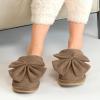 imageCC Suede Faux Fur Lined House IndoorOutdoor Slippers SlipOn for WomenBow Brown