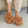 imageCC Suede Faux Fur Lined House IndoorOutdoor Slippers SlipOn for WomenBow Camel