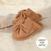 imageCC Suede Faux Fur Lined House IndoorOutdoor Slippers SlipOn for WomenBow Camel