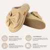 imageCC Suede Faux Fur Lined House IndoorOutdoor Slippers SlipOn for WomenBow Dkbeige