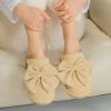 imageCC Suede Faux Fur Lined House IndoorOutdoor Slippers SlipOn for WomenBow Dkbeige
