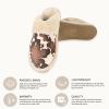 imageCC Suede Faux Fur Lined House IndoorOutdoor Slippers SlipOn for WomenCow Print Beige