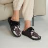 imageCC Suede Faux Fur Lined House IndoorOutdoor Slippers SlipOn for WomenCow Print Black