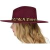 imageCC Teardrop Dent Wool Wide Brim Panama Fedora Hat with Band AccentLeopard Trim  Berry