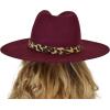 imageCC Teardrop Dent Wool Wide Brim Panama Fedora Hat with Band AccentLeopard Trim  Berry