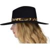 imageCC Teardrop Dent Wool Wide Brim Panama Fedora Hat with Band AccentLeopard Trim  Black