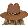 imageCC Teardrop Dent Wool Wide Brim Panama Fedora Hat with Band AccentLeopard Trim  Golden Camel