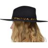 imageCC Teardrop Dent Wool Wide Brim Panama Fedora Hat with Band AccentLeopard Trim  Heather Dark Gray
