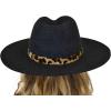 imageCC Teardrop Dent Wool Wide Brim Panama Fedora Hat with Band AccentLeopard Trim  Heather Dark Gray