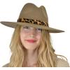 imageCC Teardrop Dent Wool Wide Brim Panama Fedora Hat with Band AccentLeopard Trim  Taupe