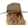 imageCC Teardrop Dent Wool Wide Brim Panama Fedora Hat with Band AccentLeopard Trim  Taupe