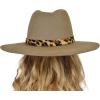 imageCC Teardrop Dent Wool Wide Brim Panama Fedora Hat with Band AccentLeopard Trim  Taupe