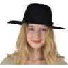 imageCC Teardrop Dent Wool Wide Brim Panama Fedora Hat with Band AccentSolid Black