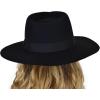 imageCC Teardrop Dent Wool Wide Brim Panama Fedora Hat with Band AccentSolid Black