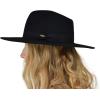 imageCC Teardrop Dent Wool Wide Brim Panama Fedora Hat with Band AccentSolid Black